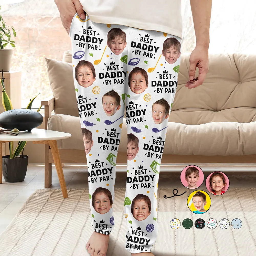 Happy,Sport Dad,Golf,Gift For Father,Gift For Men - Custom Photo Best Daddy By Par Golf Lover - Personalized Pajama Pants