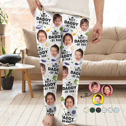 Custom Photo Best Daddy By Par Golf Lover - Personalized Pajama Pants