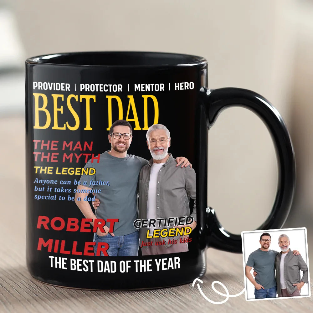Gift For Father,Gift For Grandpa,Happy,Custom Photo - Custom Photo Best Daddy Papa Magazine - Personalized Mug
