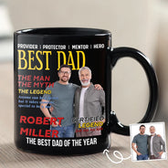 Gift For Father,Gift For Grandpa,Happy,Custom Photo - Custom Photo Best Daddy Papa Magazine - Personalized Mug
