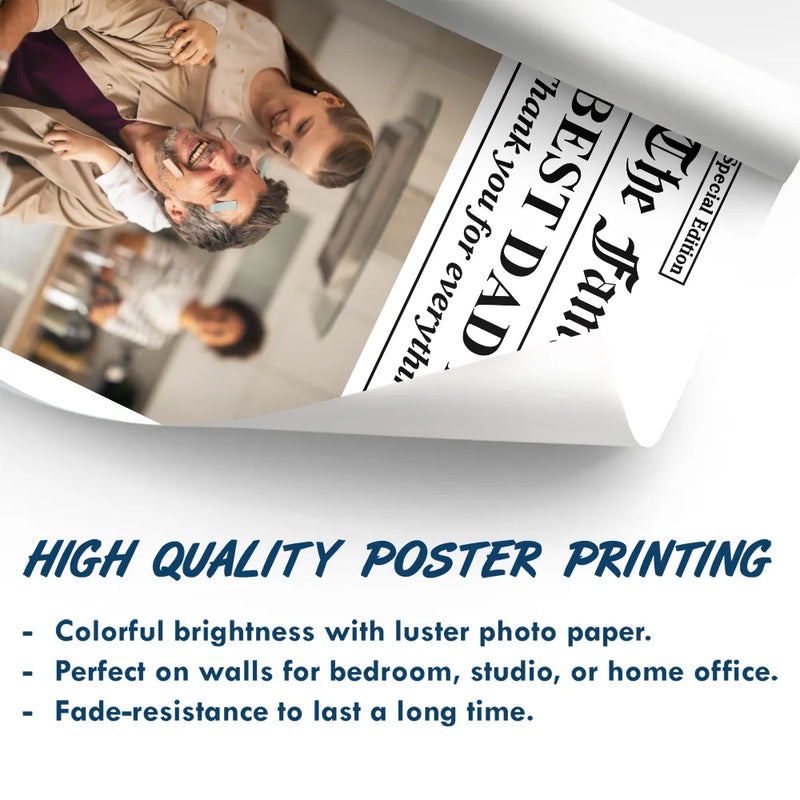 Gift For Mother,Gift For Father,Gift For Women,Gift For Men,Love - Custom Photo Best Mom Dad Ever Newspaper Theme - Personalized Poster