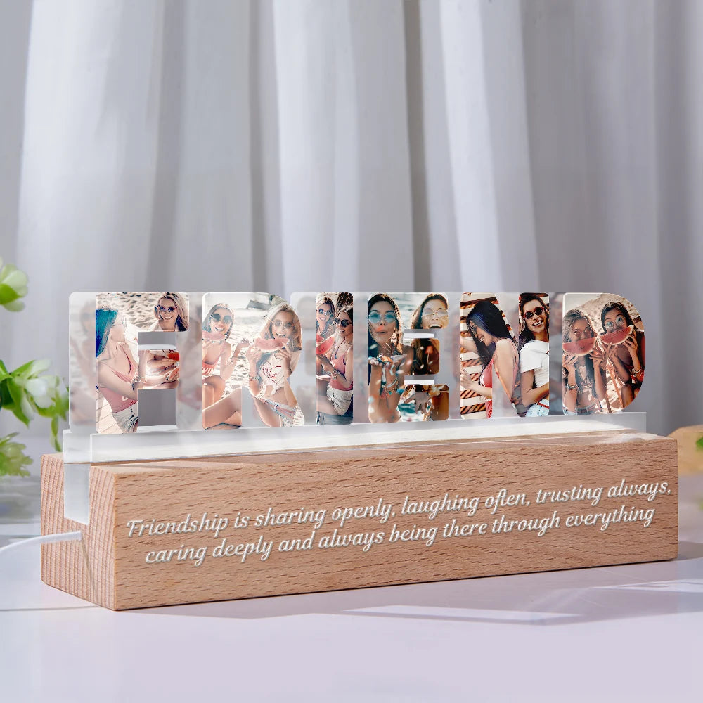 Gift For Sisters, Gift For Bestie, Love - Custom Photo Bestie Sister Because Of You - Personalized Custom Shaped LED Light