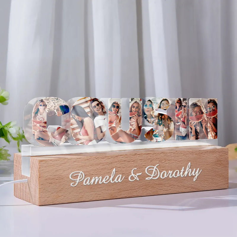 Gift For Sisters,Gift For Bestie,Love,Happy,Custom Photo - Custom Photo Bestie Sister Custom Names - Personalized Custom Shaped LED Light