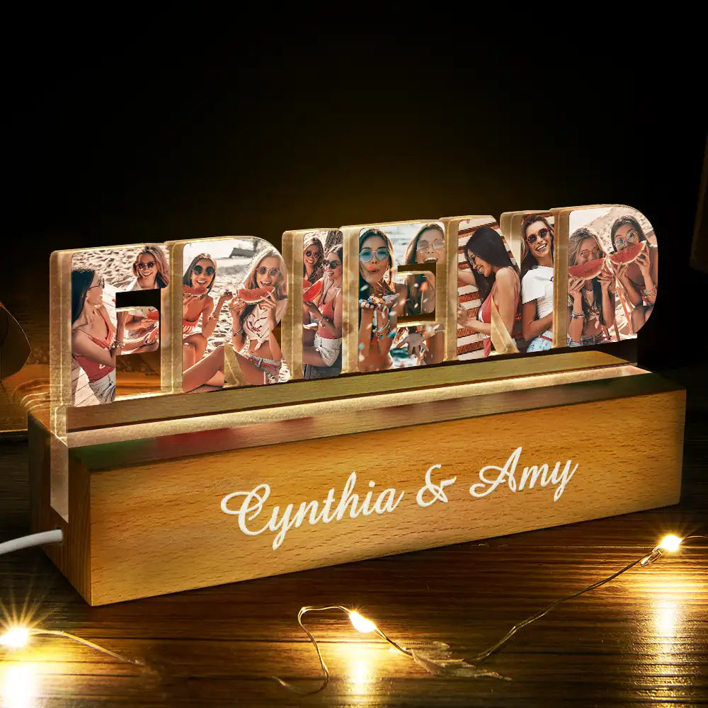 Gift For Sisters,Gift For Bestie,Love,Happy,Custom Photo - Custom Photo Bestie Sister Custom Names - Personalized Custom Shaped LED Light