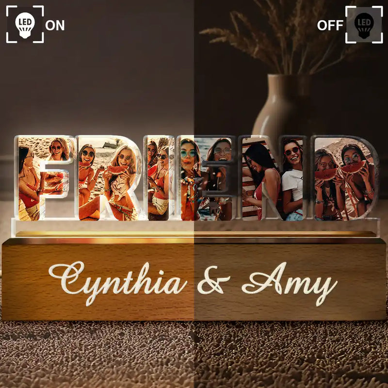 Gift For Sisters,Gift For Bestie,Love,Happy,Custom Photo - Custom Photo Bestie Sister Custom Names - Personalized Custom Shaped LED Light