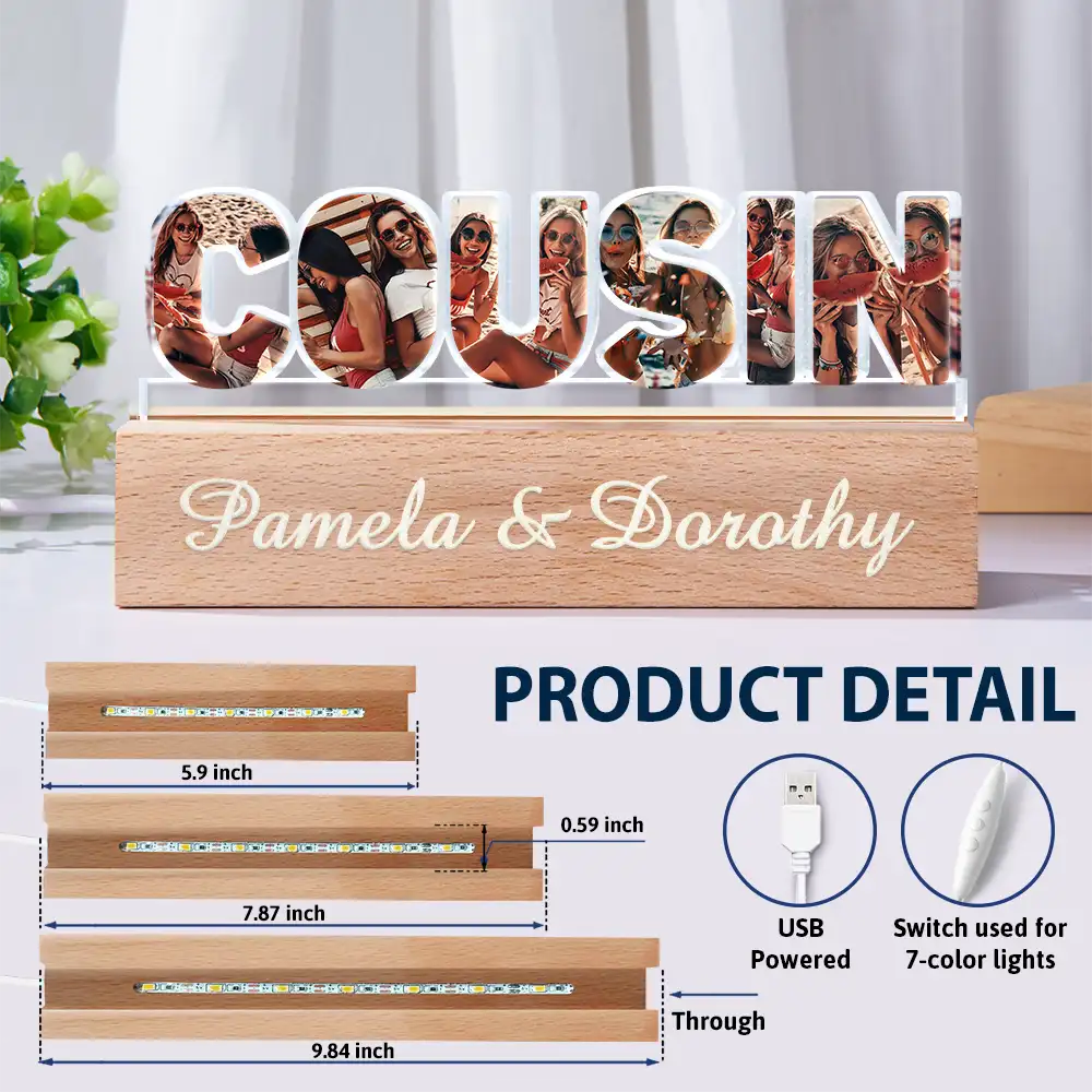 Gift For Sisters,Gift For Bestie,Love,Happy,Custom Photo - Custom Photo Bestie Sister Custom Names - Personalized Custom Shaped LED Light