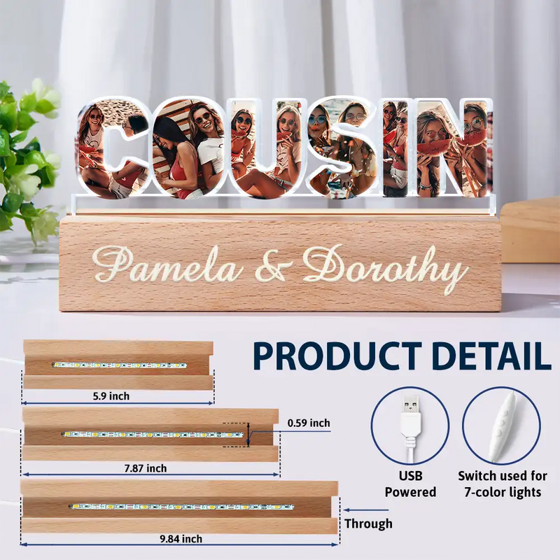 Gift For Sisters,Gift For Bestie,Love,Happy,Custom Photo - Custom Photo Bestie Sister Custom Names - Personalized Custom Shaped LED Light