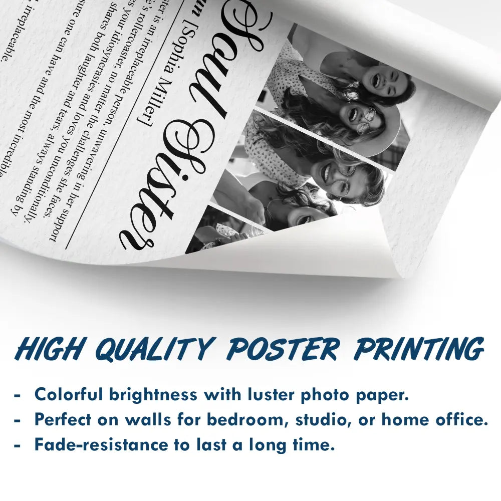 Gift For Bestie,Happy,Custom Photo - Custom Photo Bestie Soul Sister Definition - Personalized Poster