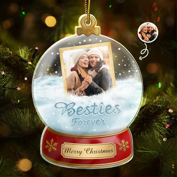 Gift For Bestie,Gift For Women,Gift For Men,Christmas,Happy - Custom Photo Besties Forever Christmas - Personalized Custom Shaped Acrylic Ornament