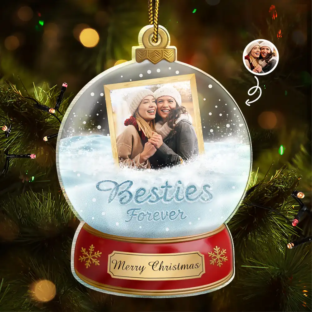 Gift For Bestie,Gift For Women,Gift For Men,Christmas,Happy - Custom Photo Besties Forever Christmas - Personalized Custom Shaped Acrylic Ornament