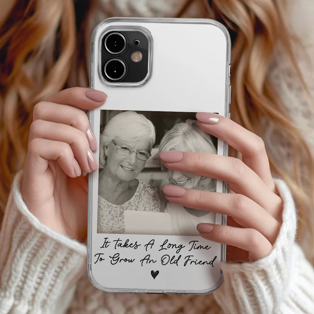Gift For Bestie, Gift For Sisters, Custom Photo, Happy - Custom Photo Besties Gray Scale Right In The Throat - Personalized Clear Phone Case