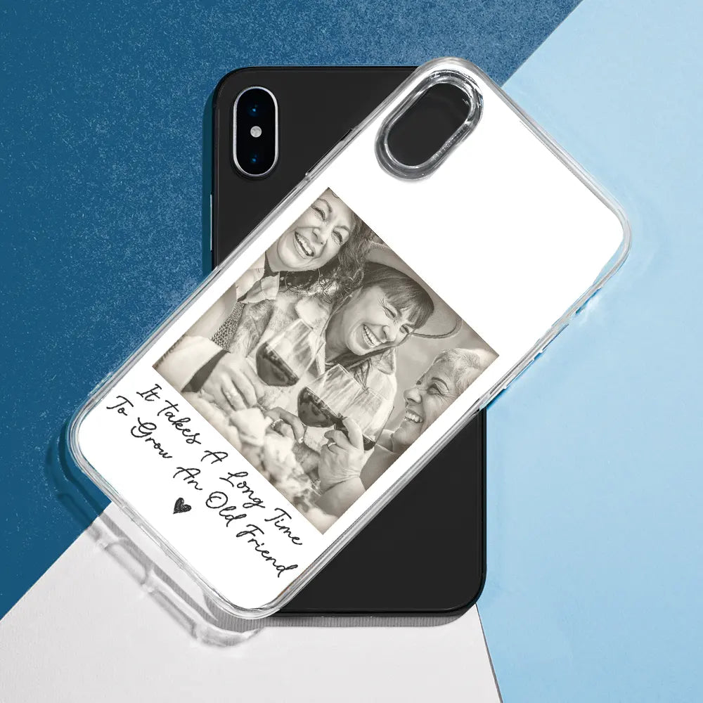 Gift For Bestie, Gift For Sisters, Custom Photo, Happy - Custom Photo Besties Gray Scale Right In The Throat - Personalized Clear Phone Case