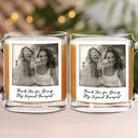 Gift For Bestie,Gift For Sisters,Happy,Custom Photo,Old Best friends - Custom Photo Besties Gray Scale Right In The Throat - Personalized Glass Mug