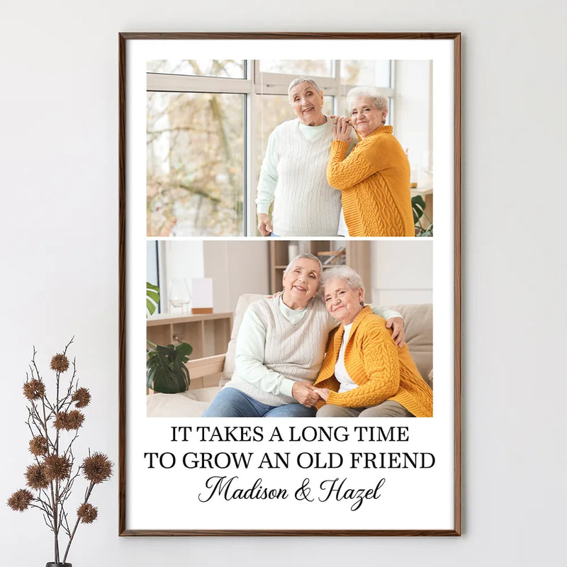 Gift For Bestie, Gift For Sisters, Custom Photo, Happy - Custom Photo Besties Gray Scale Right In The Throat - Personalized Poster