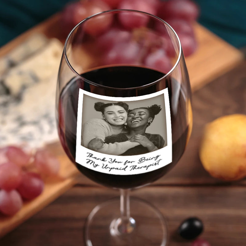 Gift For Bestie, Gift For Sisters, Happy, Custom Photo, Old Best friends - Custom Photo Besties Gray Scale Right In The Throat - Personalized Wine Glass
