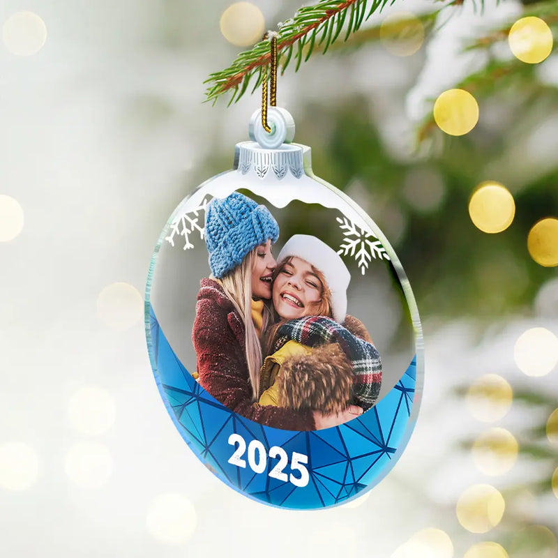 Custom Photo Besties Sisters Family Snowflakes - Personalized Custom Shaped Acrylic Ornament