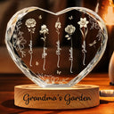 Gift For Grandma,Gift For Mother,Gift For Wife,Happy - Custom Photo Birth Flower Grandma's Garden - Personalized Crystal Heart Shaped Lamp