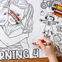 Art Design,Playful,Back To School,Gift For Kids,Photo - Outline Sketch,Icon - Custom Photo Birthday Boy Girl Outline Sketch - Personalized Coloring Tablecloth