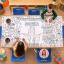 Art Design,Playful,Back To School,Gift For Kids,Photo - Outline Sketch,Icon - Custom Photo Birthday Boy Girl Outline Sketch - Personalized Coloring Tablecloth