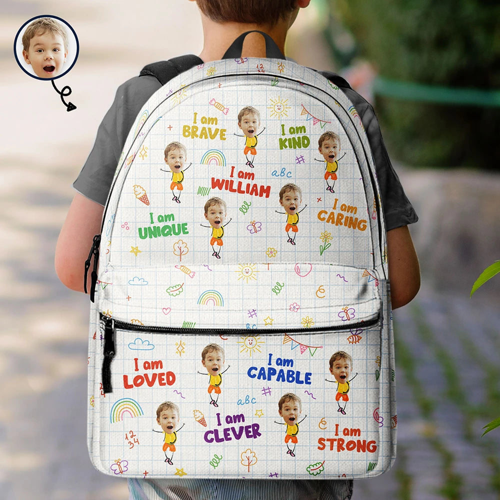 Gift For Kids,Back To School - Custom Photo Bloom Notes For Kids - Personalized Canvas Backpack