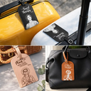 Custom Photo, Beach, Art Design, Summer, Pet Lovers, Playful, Photo - Pencil Sketch - Bold - Custom Photo Bold Sketch Couple Besties Dog Cat Funny Portrait - Personalized Leather Luggage Tag