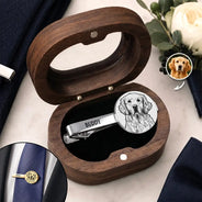 Art Design, Sentimental, Pet Lovers, Photo - Pencil Sketch - Bold - Custom Photo Bold Sketch Forever In My Heart Memorial - Personalized Tie Clip