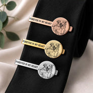 Art Design, Sentimental, Pet Lovers, Photo - Pencil Sketch - Bold - Custom Photo Bold Sketch Forever In My Heart Memorial - Personalized Tie Clip
