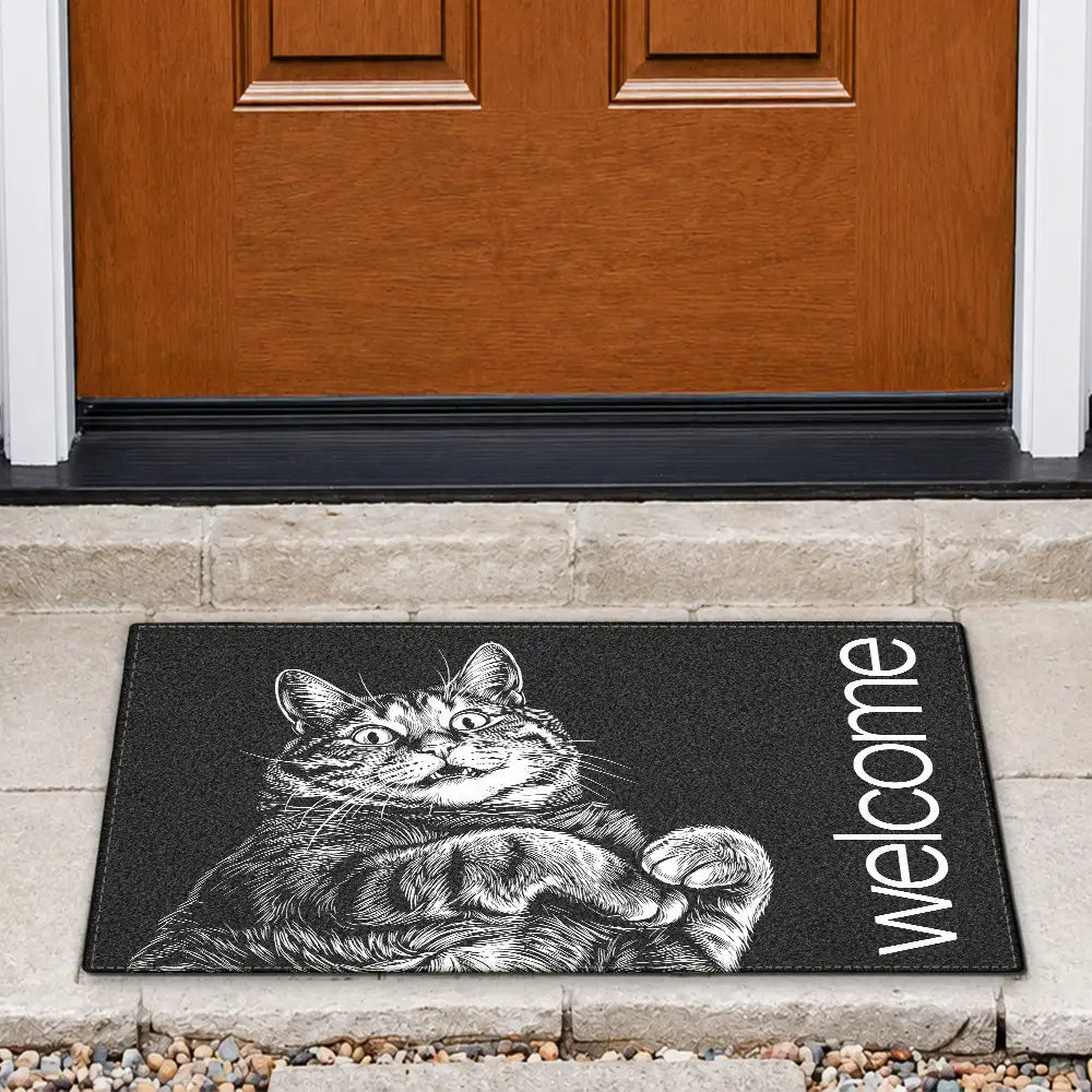 Art Design,Pet Lovers,Photo - Pencil Sketch - Bold,Happy - Custom Photo Bold Sketch Hello Welcome Lovely Pet Portrait - Personalized Doormat