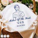 Art Design, Sentimental, Gift For Yourself, Gift For Women, Wedding, Photo - Pencil Sketch - Bold - Custom Photo Bold Sketch Mother Of The Bride Groom Keepsake - Personalized Handkerchief