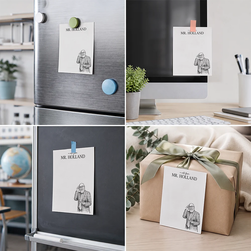 Art Design,Teacher,Back To School,Proud,Photo - Pencil Sketch - Bold - Custom Photo Bold Sketch Teacher Office Worker Portrait - Personalized Notepad