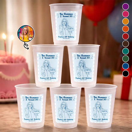 Custom Photo Bold Sketch The Summer She Turned New Age - Personalized Frosted Cups