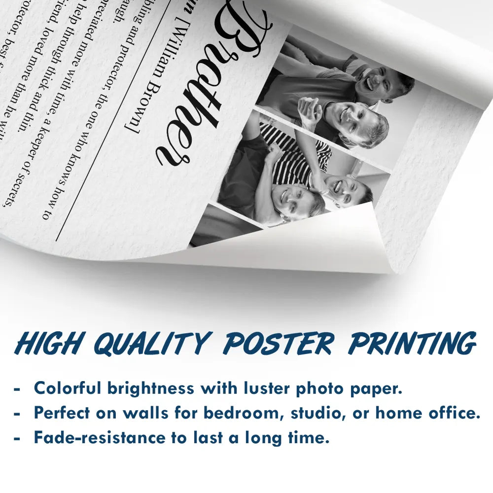 Gift For Sibling,Gift For Brothers,Gift For Sisters,Gift For Women,Gift For Men,Happy,Custom Photo - Custom Photo Brother Sister Definition - Personalized Poster