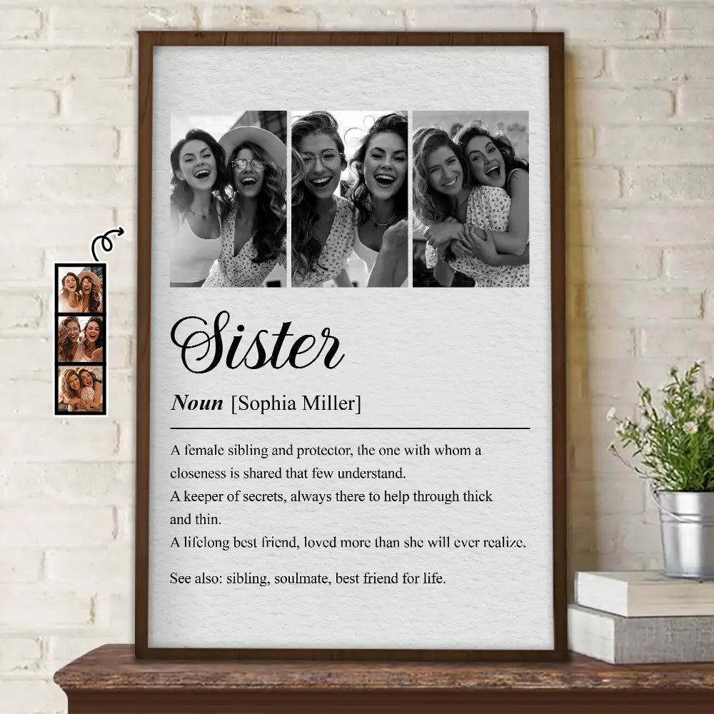 Gift For Sibling,Gift For Brothers,Gift For Sisters,Gift For Women,Gift For Men,Happy,Custom Photo - Custom Photo Brother Sister Definition - Personalized Poster