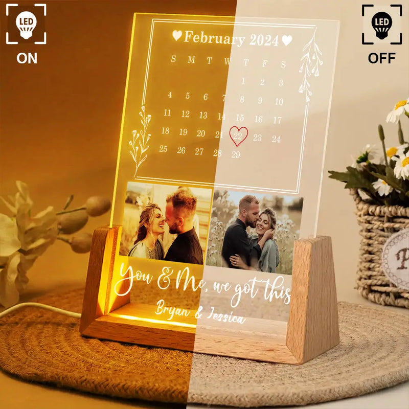 Gift For Couples,Custom Photo,Love - Custom Photo Calendar Couple The Start Of Our Us - Personalized Night Light