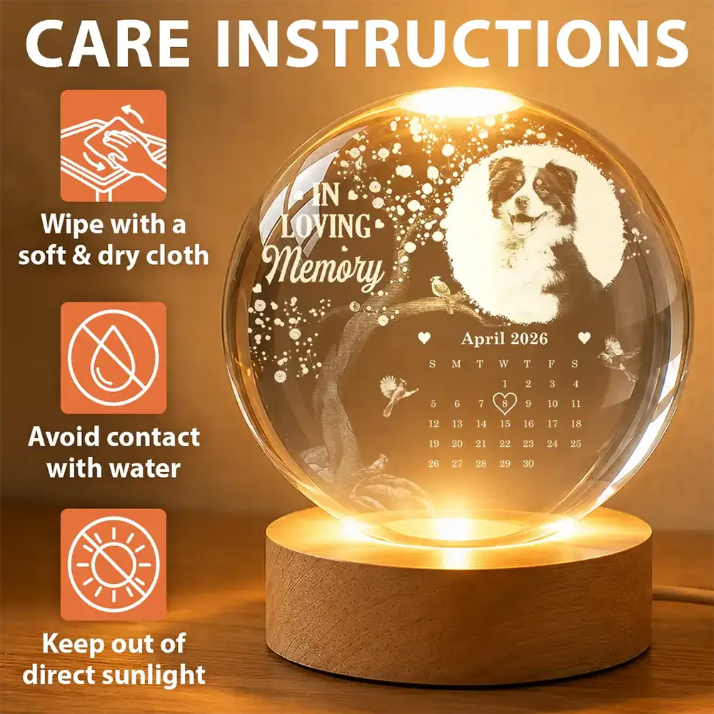 Custom Photo,Memorial,Family,Sad - Custom Photo Calendar The Moment Your Heart Stopped - Personalized Crystal Globe Lamp