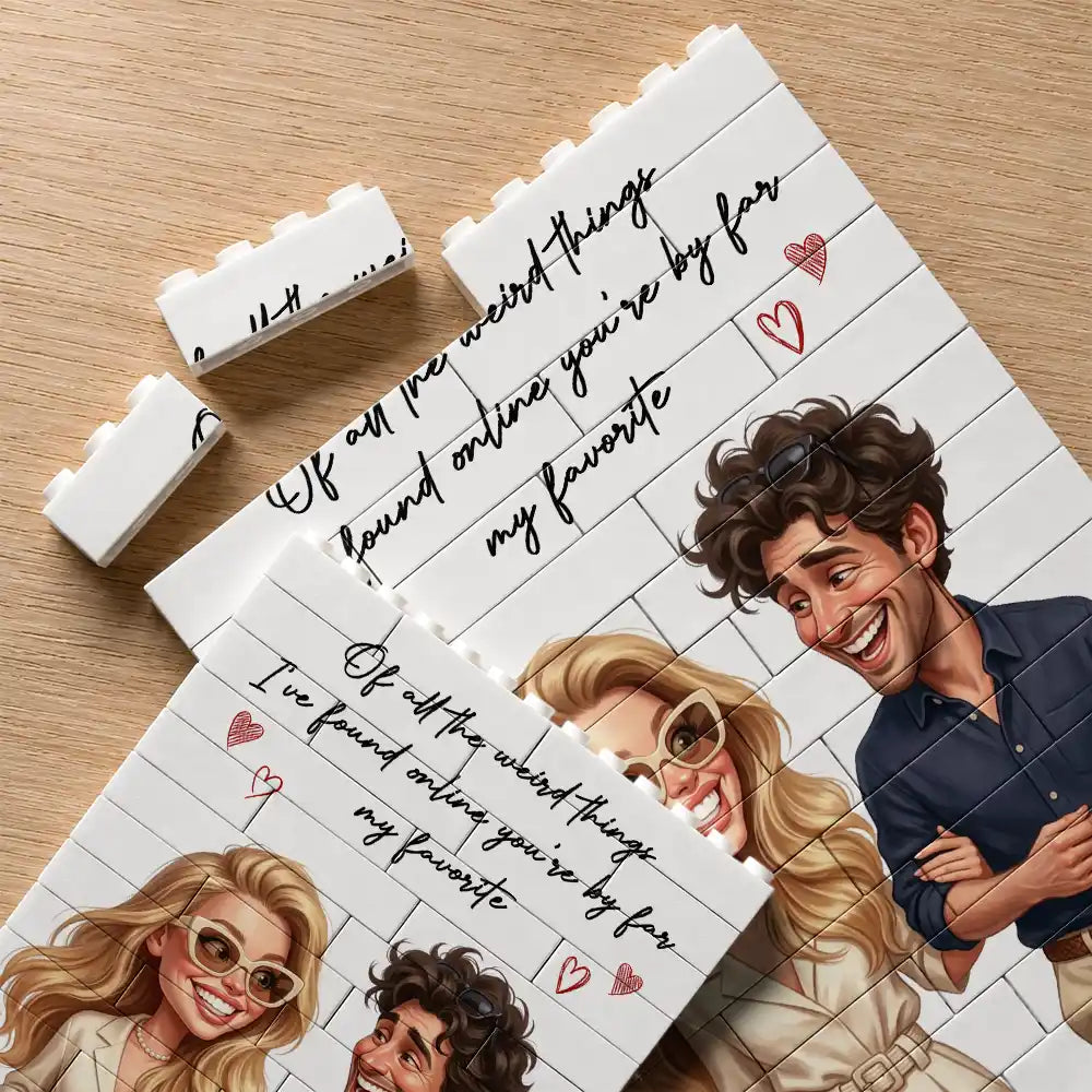 Custom Photo,Art Design,Gift For Couples,Top Market,Romantic,Photo - Caricature - Remove BG - Custom Photo Caricature I'm Yours No Returns Or Refunds - Personalized Building Brick Blocks