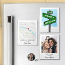 Travel, Art Design, Anniversary, Custom Photo, Romantic, Summer, Gift For Couples, Photo - Caricature - With BG - Custom Photo Caricature Travel Keepsake For Family And Friends - Personalized Acrylic Magnet