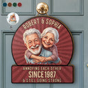 Custom Photo, Art Design, Gift For Couples, Old Couples, Wedding Anniversary, Humorous, Photo - Caricature - Remove BG - Custom Photo Caricature Vintage Annoying Each Other - Personalized Custom Shaped Wood Sign