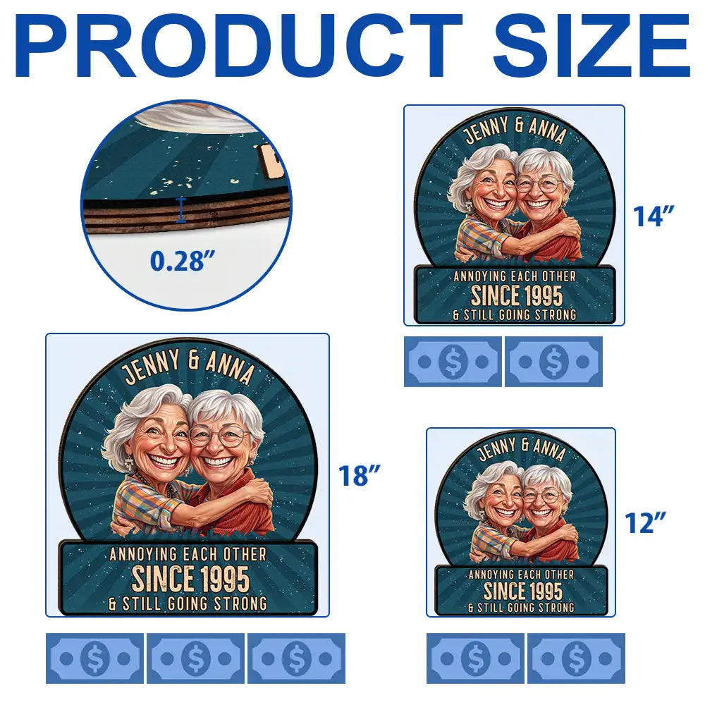 Custom Photo, Art Design, Gift For Couples, Old Couples, Wedding Anniversary, Humorous, Photo - Caricature - Remove BG - Custom Photo Caricature Vintage Annoying Each Other - Personalized Custom Shaped Wood Sign