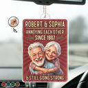 Custom Photo,Art Design,Gift For Couples,Old Couples,Wedding Anniversary,Humorous,Photo - Caricature - Remove BG - Custom Photo Caricature Vintage Annoying Each Other - Personalized Acrylic Car Hanger