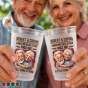 Custom Photo, Art Design, Gift For Couples, Old Couples, Humorous, Photo - Caricature - Remove BG - Custom Photo Caricature Vintage Annoying Each Other - Personalized Frosted Cups