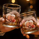 Custom Photo, Art Design, Gift For Couples, Old Couples, Wedding Anniversary, Humorous, Photo - Caricature - Remove BG - Custom Photo Caricature Vintage Annoying Each Other - Personalized Whiskey Glass