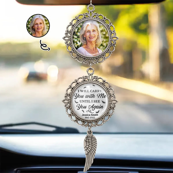 Memorial, Custom Photo, Gift For Mother, Happy - Custom Photo Carry You With Me Until I See You Again - Personalized Photo Pendant Charm