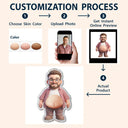 Custom Photo, Art Design, Family, Humorous, Photo - Belly FreeStyle Pose Cartoon Figure - Custom Photo Cartoon Belly Character Family Member - Personalized Squishy Acrylic Car Visor Clip