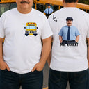 Art Design,Back To School,Proud,Photo - Cartoon Portrait - Custom Photo Cartoon Portrait Bus Driver I Love My Students - Personalized T Shirt
