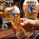 Gift For Father, Custom Photo, Art Design, Football (Soccer), Playful, Photo - Cartoon Portrait - Custom Photo Cartoon Portrait Daddy's Dream Team Soccer - Personalized Beer Glass