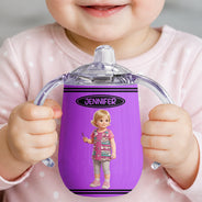 Adorable, Art Design, Gift For Kids, Photo - Cartoon Portrait - Custom Photo Cartoon Portrait Kid With Colorful Crayons - Personalized Sippy Cup