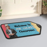 Art Design,Teacher,Inspirational,Back To School,Photo - Cartoon Portrait - Custom Photo Cartoon Portrait Pencil Shape Welcome To Classroom - Personalized Custom Shaped Doormat