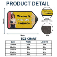Art Design,Teacher,Inspirational,Back To School,Photo - Cartoon Portrait - Custom Photo Cartoon Portrait Pencil Shape Welcome To Classroom - Personalized Custom Shaped Doormat