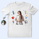 Adorable, Art Design, Teacher, Back To School, Photo - Cartoon Portrait - Custom Photo Cartoon Portrait Teacher With Happy School Supplies - Personalized T Shirt